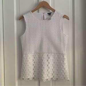 Ann Taylor white eyelet peplum top circle eyelet cut outs NEW NWT Size Small
